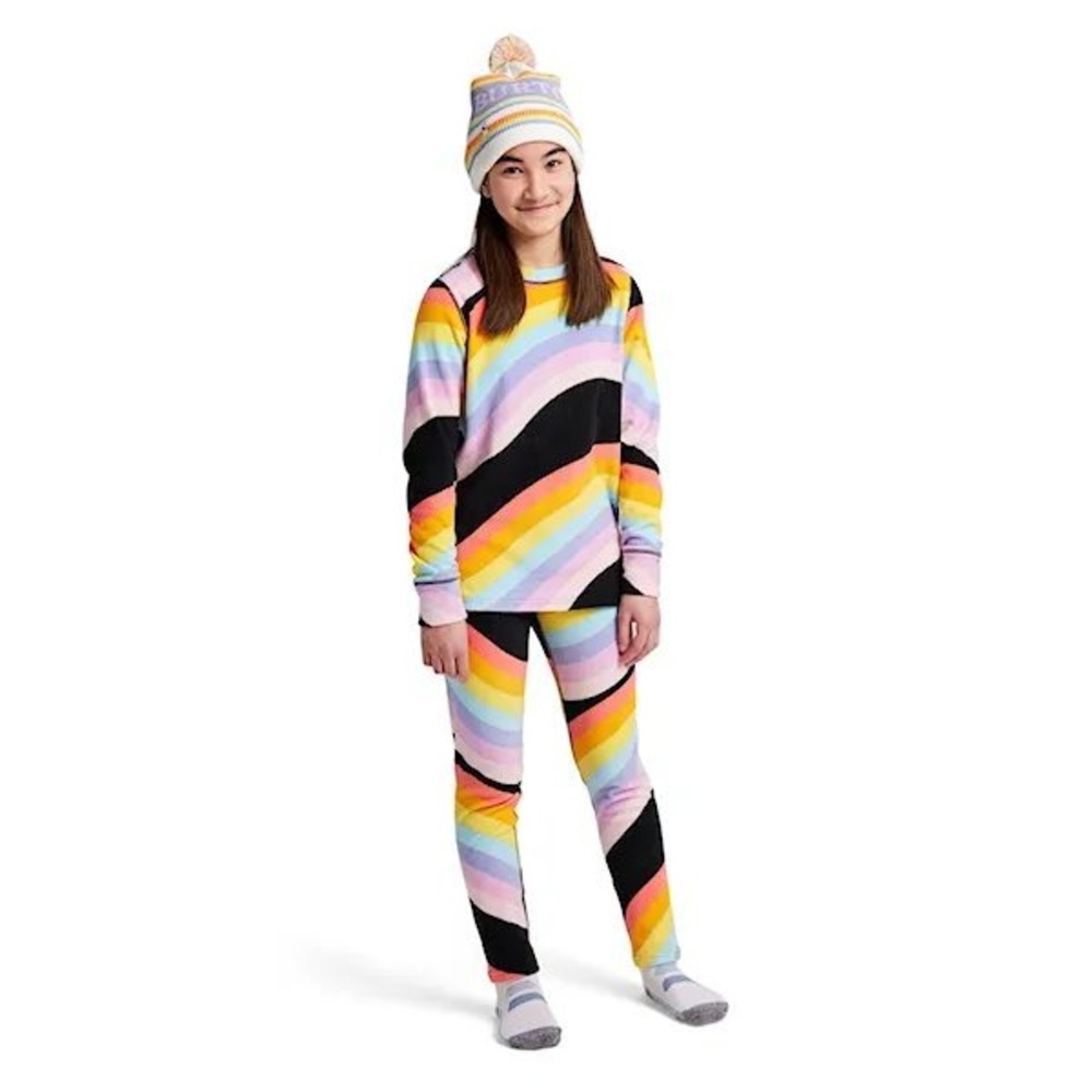 Burton Kids Rainbow Wave DRYRIDE Ultrawick Fleece Base Layer 2pc Set Size L NEW!